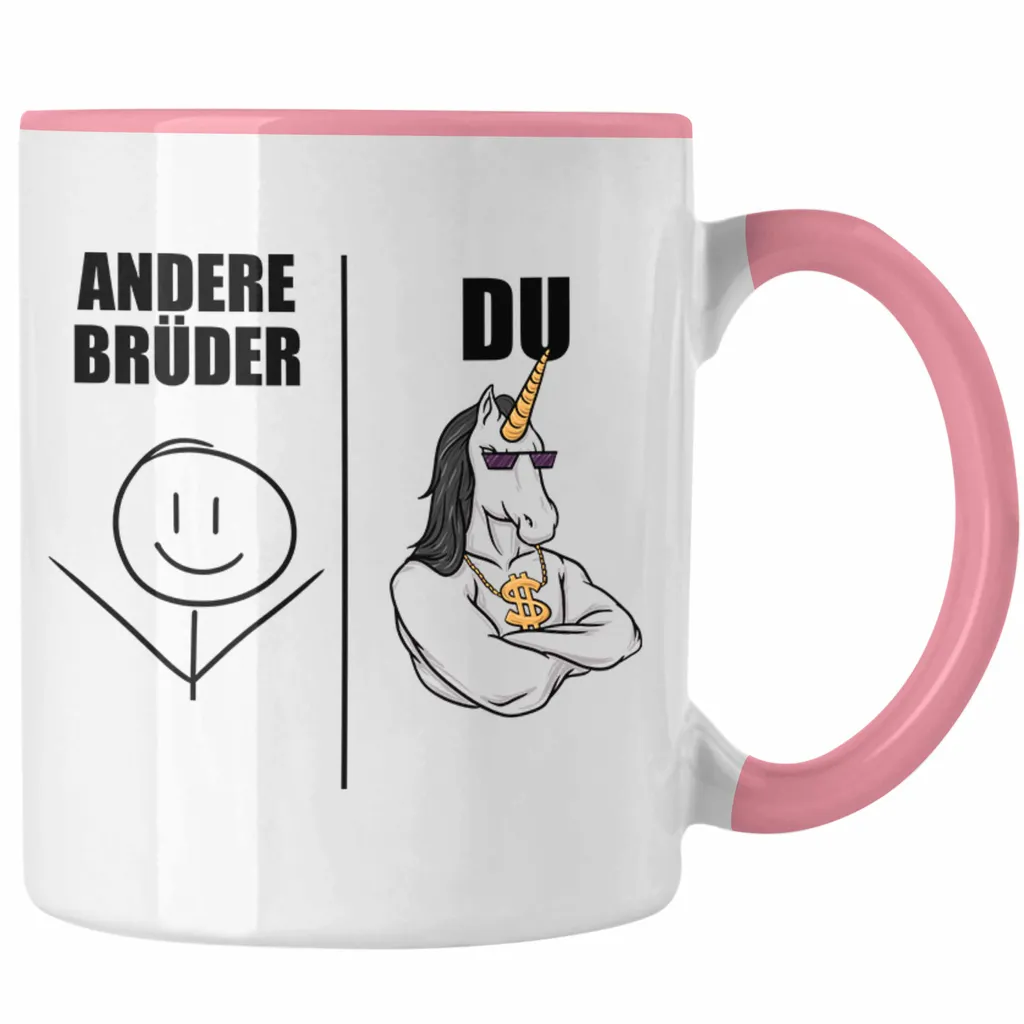 Trendation - Bruder Geschenk Tasse Spruch Bester Bruder Geschenkidee von Schwester für Brüder (Rosa)